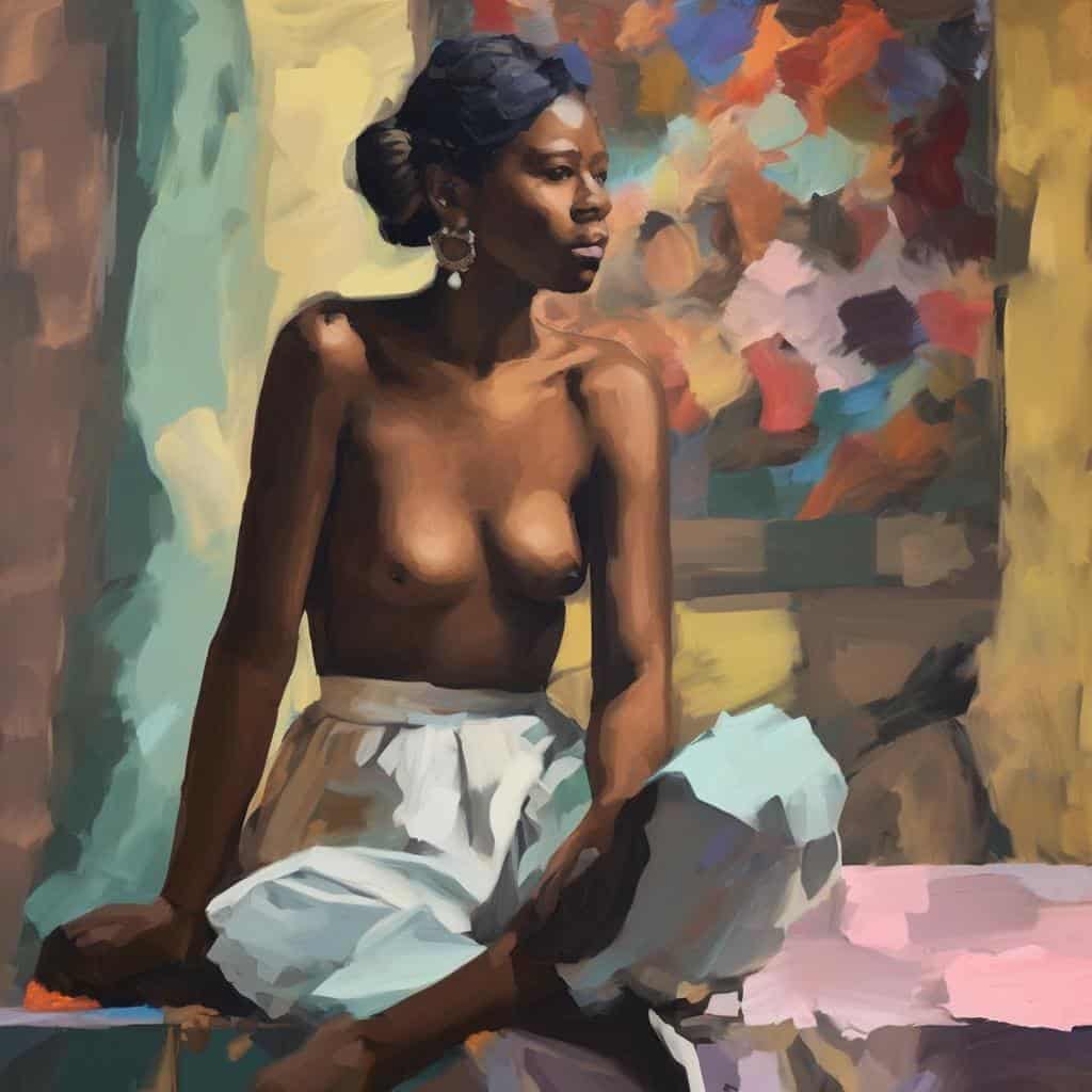 Ανθρώπινη φιγούρα γυναίκας με κομψά αξεσουάρ, ζωγραφική σε μοντέρνο στυλ, εκφραστική και δυναμική.